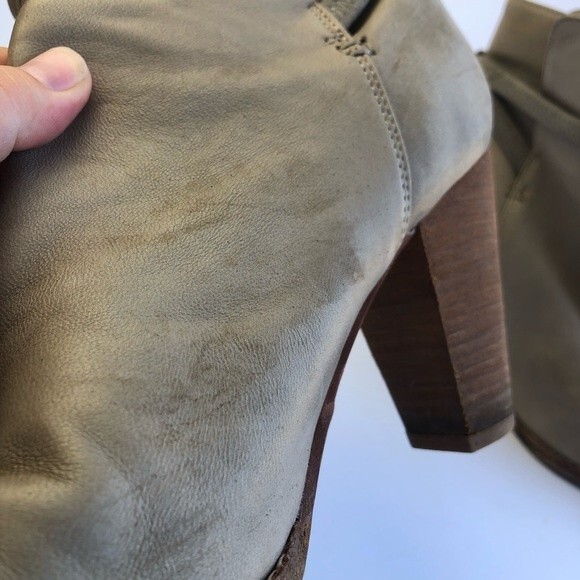 Joie Rigby Heeled Leather Ankle Boots Bootie Stacked Heel Tan 39 - Picture 6 of 12